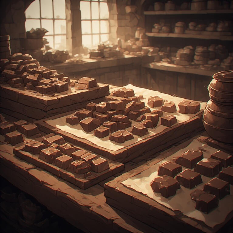 Lighting supplies An AI-generated image of lighting supplies that include candles, parchment and stationery, envelopes, scrolls, quills, ink, and sealing wax.