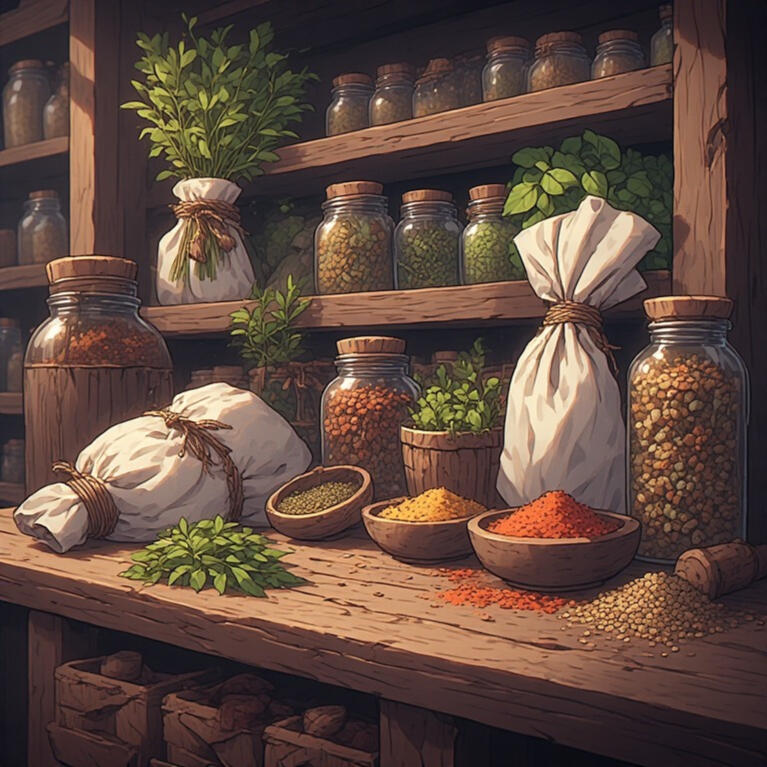 Lighting supplies An AI-generated image of lighting supplies that include candles, parchment and stationery, envelopes, scrolls, quills, ink, and sealing wax.